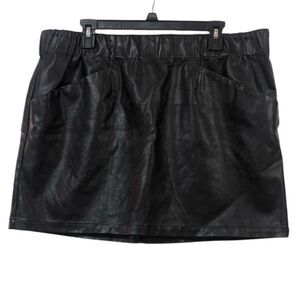 NWT WILD FABLE FAUX LEATHER MINI SKIRT Sz XXL two front pockets elastic‎ waist